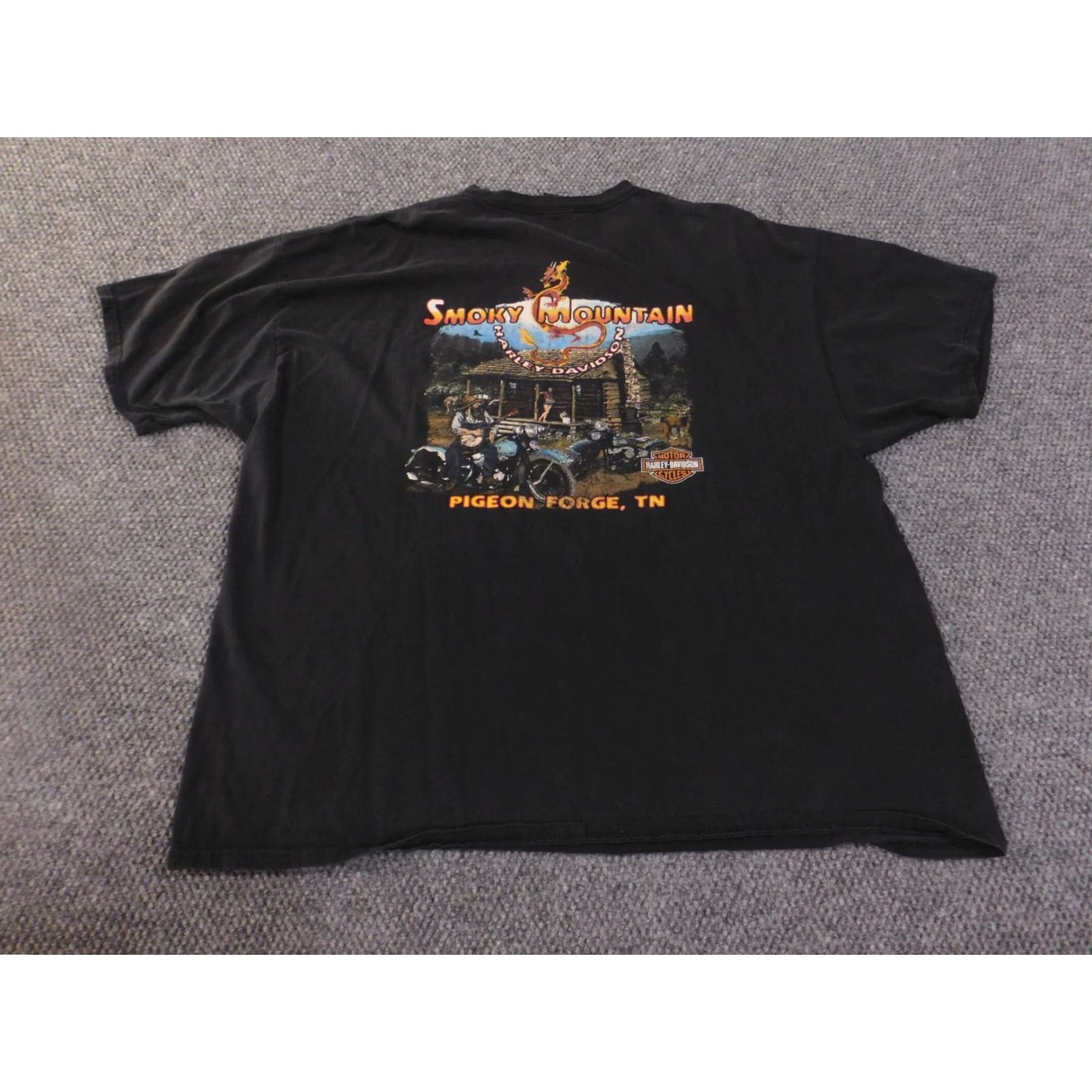Harley Davidson Harley-Davidson Shirt Mens 3XL Black Smoky Pigeon Forge Tennessee Biker Logo T-Shirt Crew Neck Short Sleeve Cotton Blend Polyester Regular Size US XXL / EU 58 / 5 - 2 Thumbnail