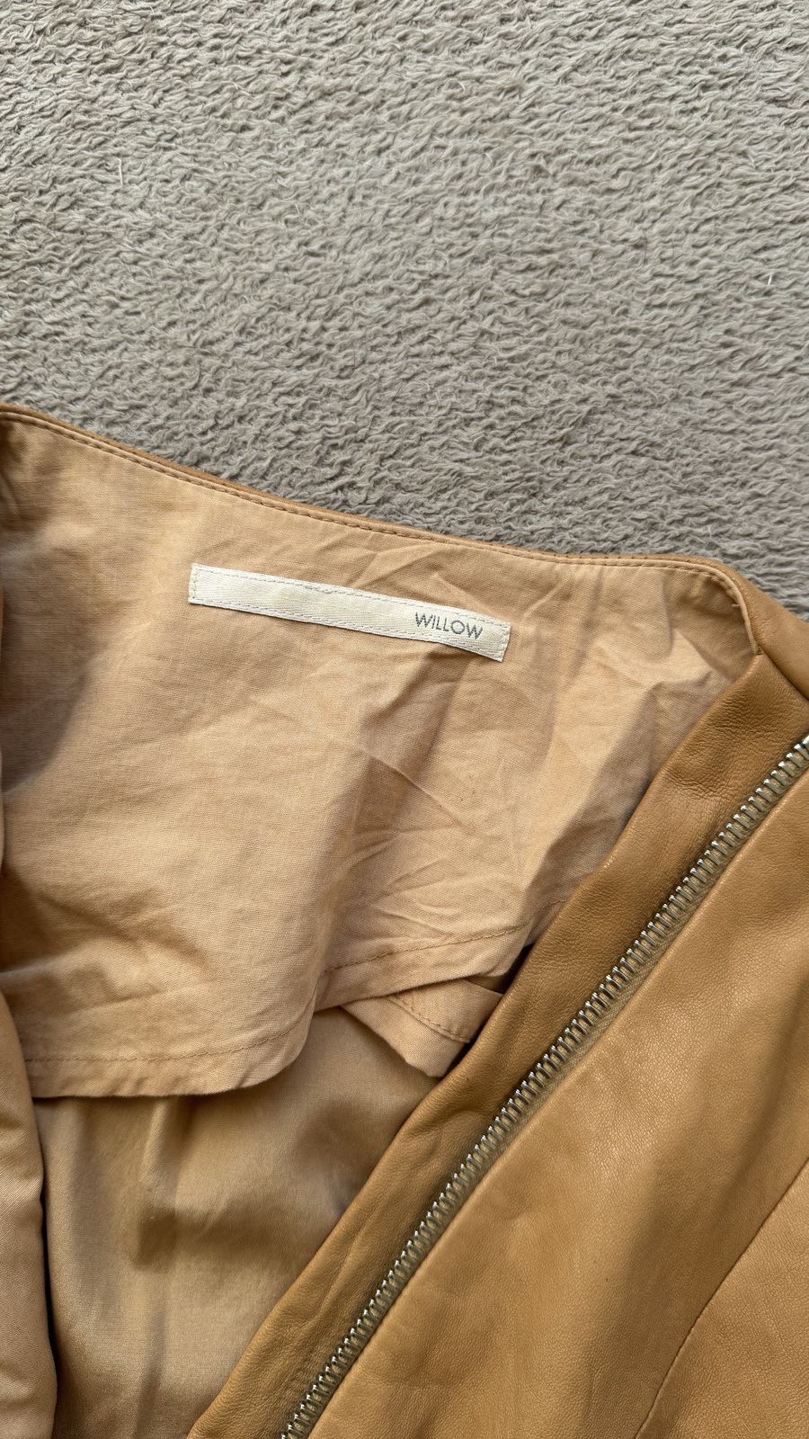Genuine Leather Willow Soft Cognac Lambskin Leather Zippers Detail Jacket Size M / US 6-8 / IT 42-44 - 3 Thumbnail