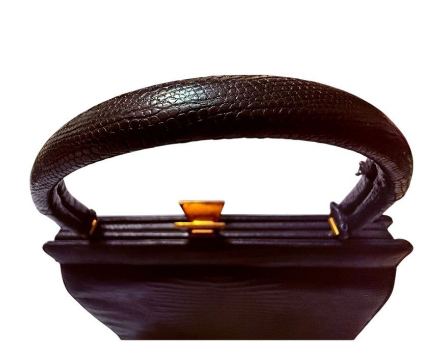 Other Vintage Crouch & Fitzgerald Black Reptile Leather Handbag Size ONE SIZE - 10 Thumbnail
