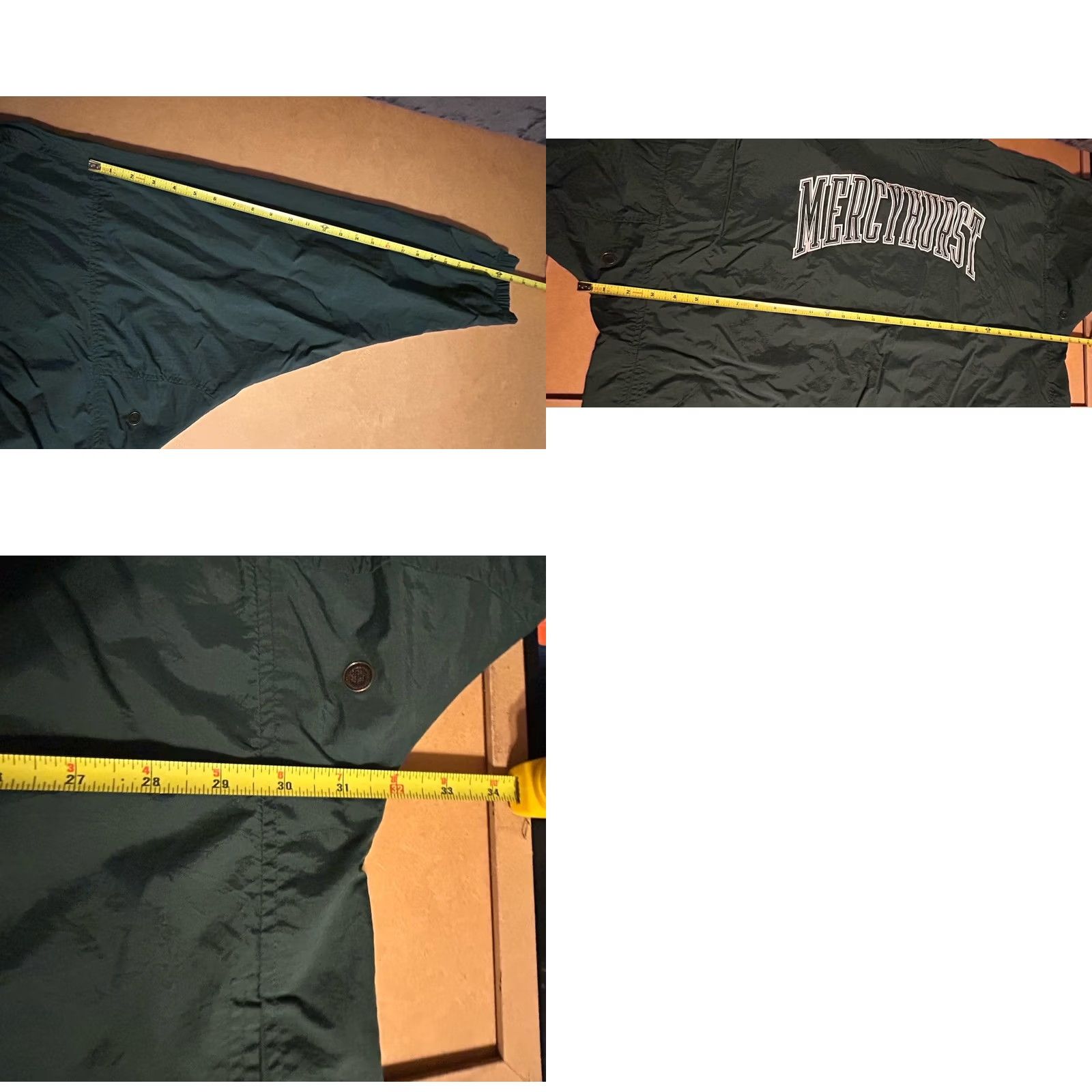 Vintage VTG Mercyhurst University Pullover Windbreaker Unisex Adults 2XL Green Mock Neck Nylon Jacket Mid-Length Solid Centered Chest 64 In Classic Fit Size US XXL / EU 58 / 5 - 11 Thumbnail
