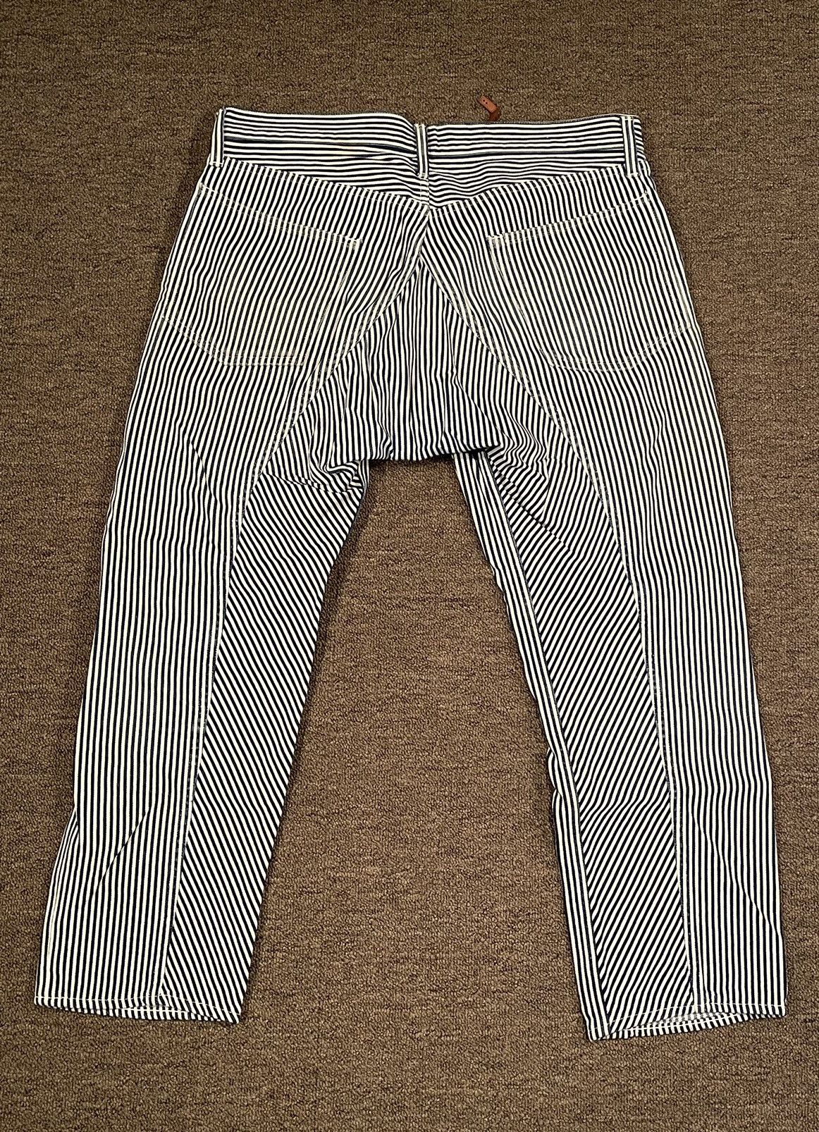 MasterPiece Blue and White Seersucker Striped Paneled Denim Size US 33 - 1 Thumbnail