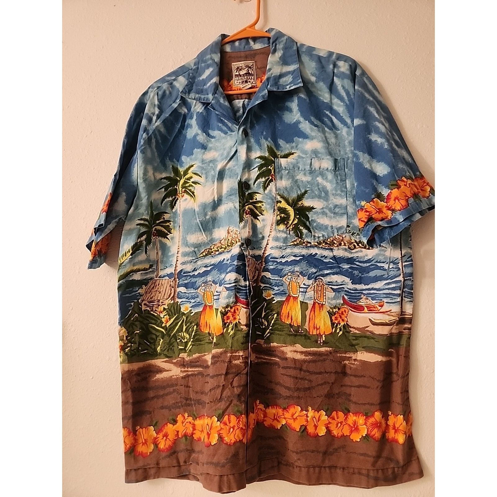 Other Steve & Barry's Hawaiian Shirt Tropical Hula Palm Trees Blue Size US L / EU 52-54 / 3 - 3 Thumbnail
