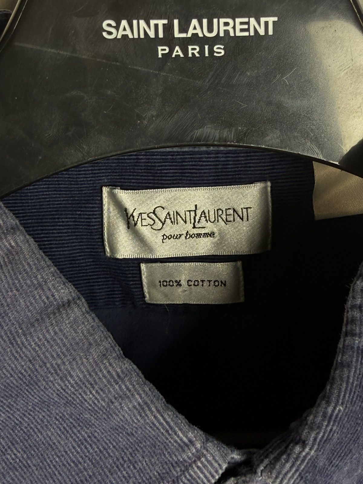 Yves Saint Laurent Corduroy YSL Shirt Velvet Soft Navy Button Up Dress Shirt Size US XL / EU 56 / 4 - 4 Thumbnail