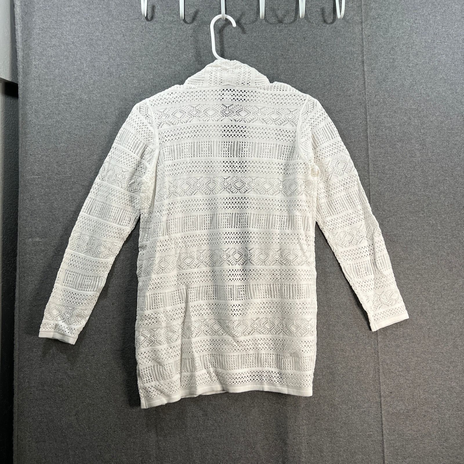 Other Joan Rivers Crochet Stripe Open Front Cardigan White Size XXS / US 00 / IT 34 - 2 Thumbnail