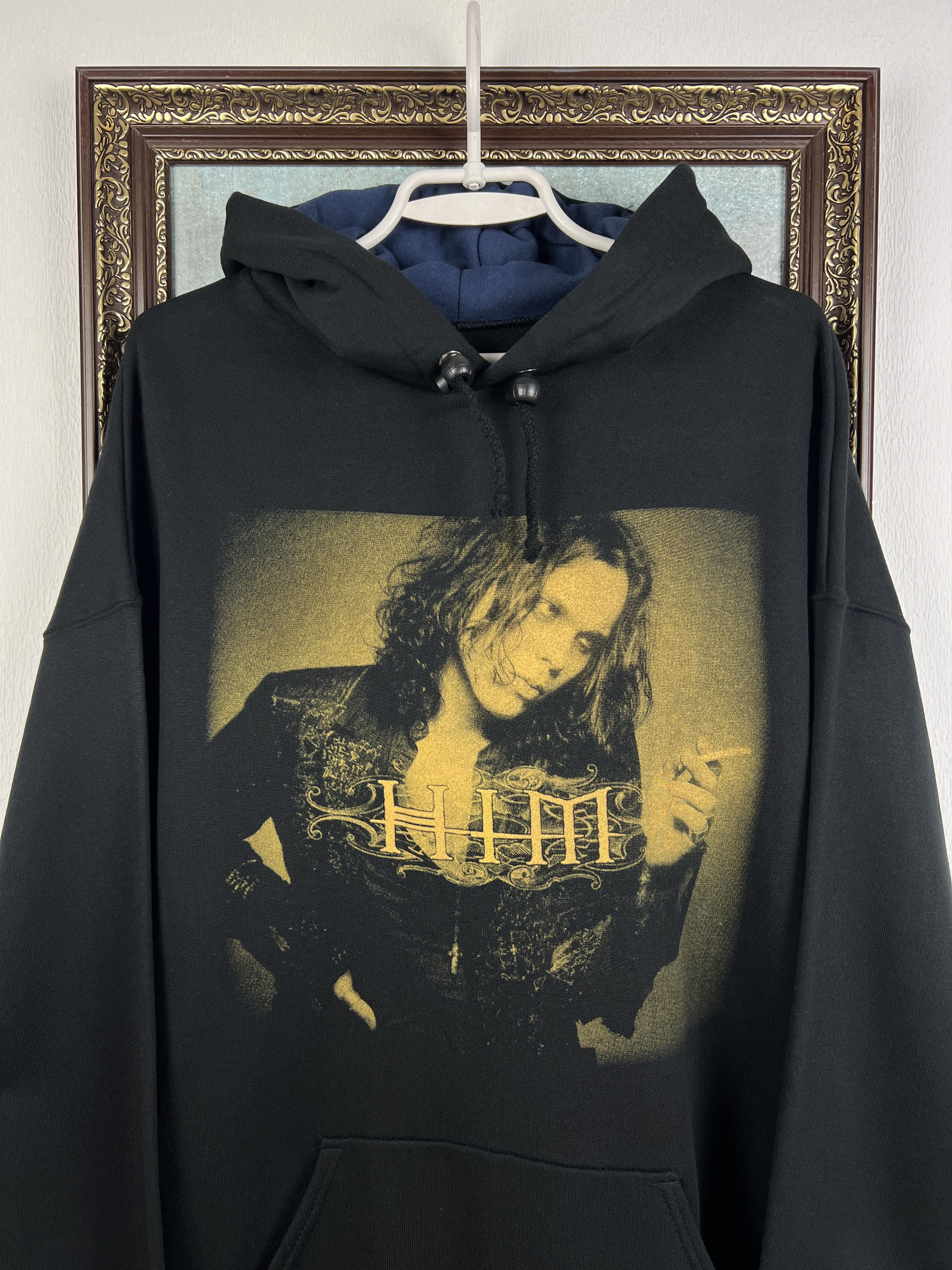 Vintage Vintage HIM Hoodie Rare Over Print Band Tee Big Logo Jacket Size US XL / EU 56 / 4 - 2 Thumbnail