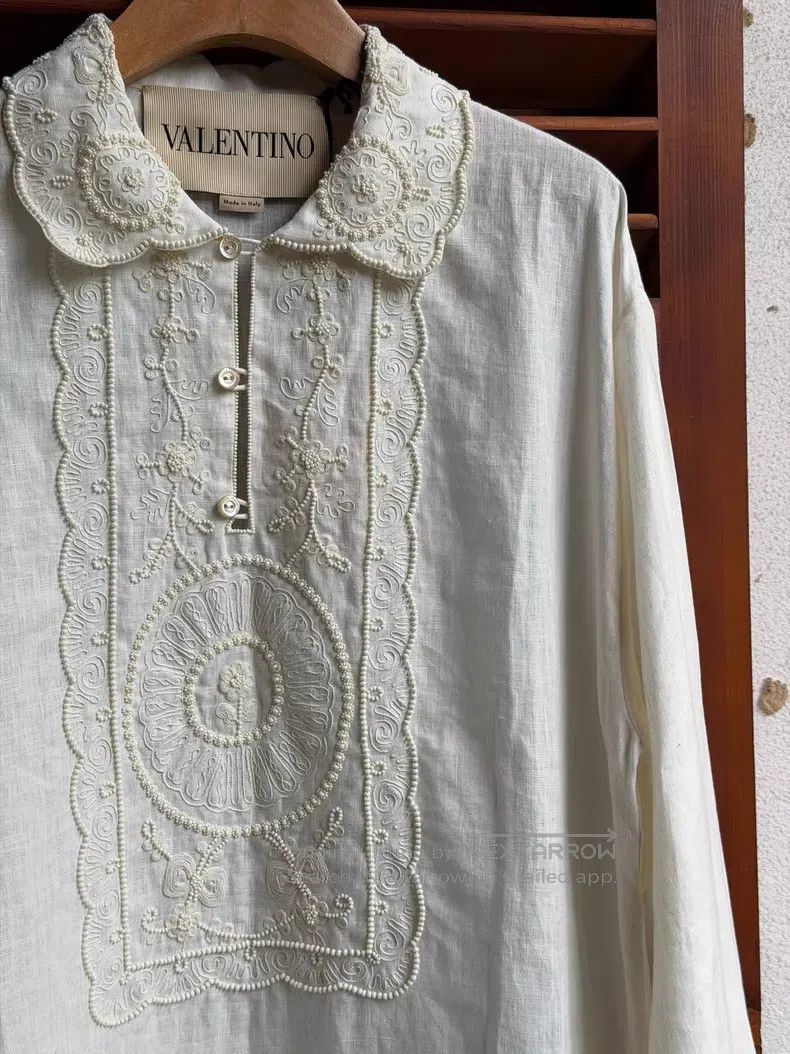 Valentino Valentino Linen embroidered long-sleeved shirt Size S / US 4 / IT 40 - 2 Thumbnail