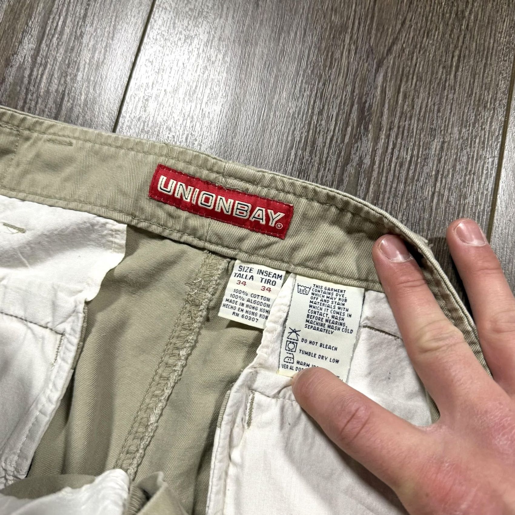 Vintage Baggy Y2K Cargo Pants Mens 34x30 Beige Canvas Relaxed Wide Leg Utility Fit Size US 34 / EU 50 - 3 Thumbnail
