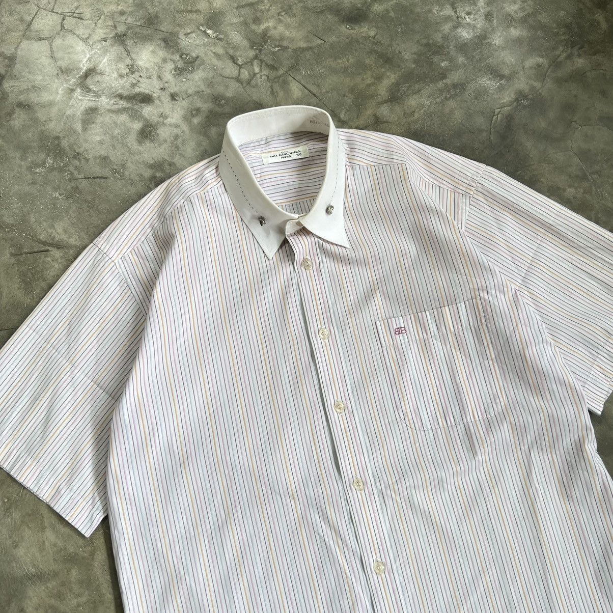 Balenciaga Vintage Balenciaga Stripe Button up Shirt Size US L / EU 52-54 / 3 - 2 Thumbnail