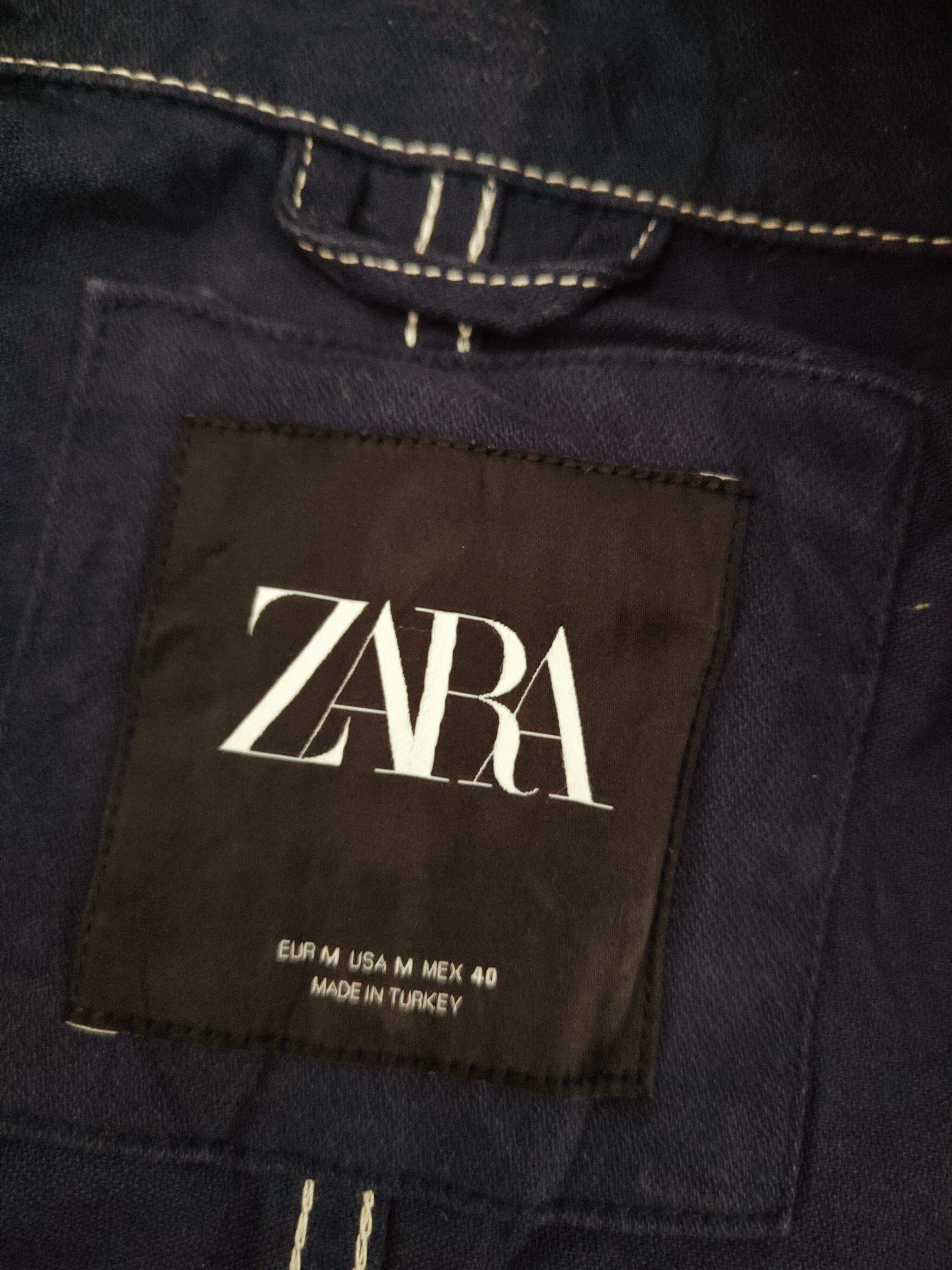 Vintage × Zara Zara Navy Long Sleeve Button Up Shirts (jeans design) Size US M / EU 48-50 / 2 - 12 Thumbnail