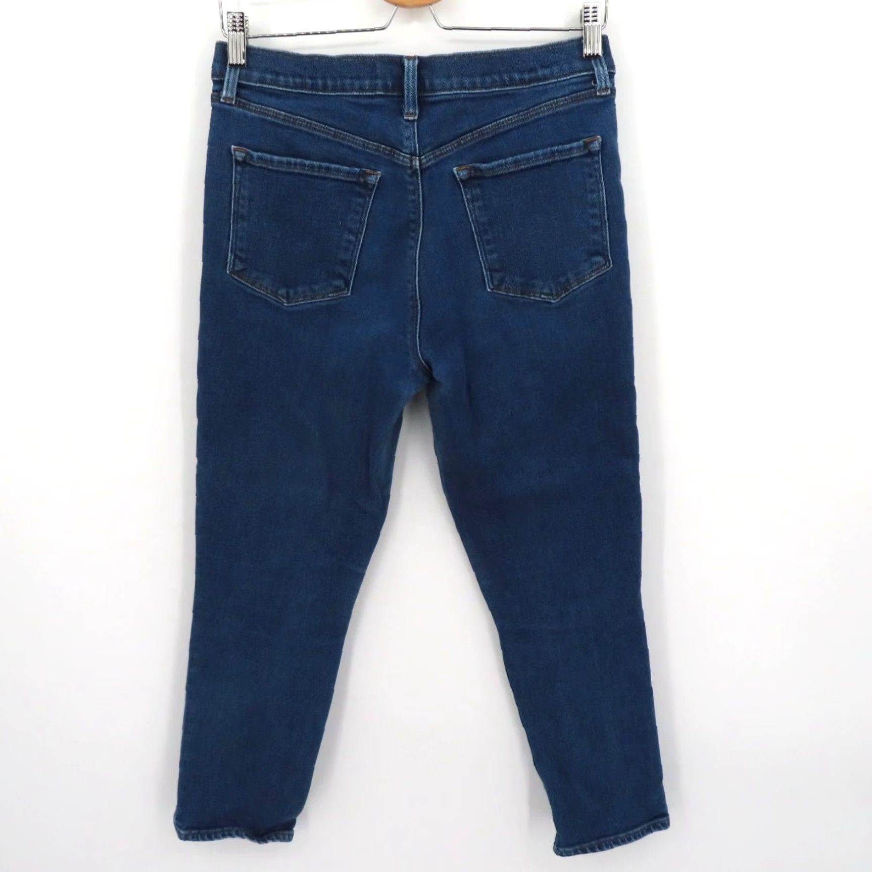 J Brand J Brand Women 28 Rugby High Rise Crop Jeans JB001144 Solid Blue Denim Pockets Size 28" / US 6 / IT 42 - 4 Thumbnail