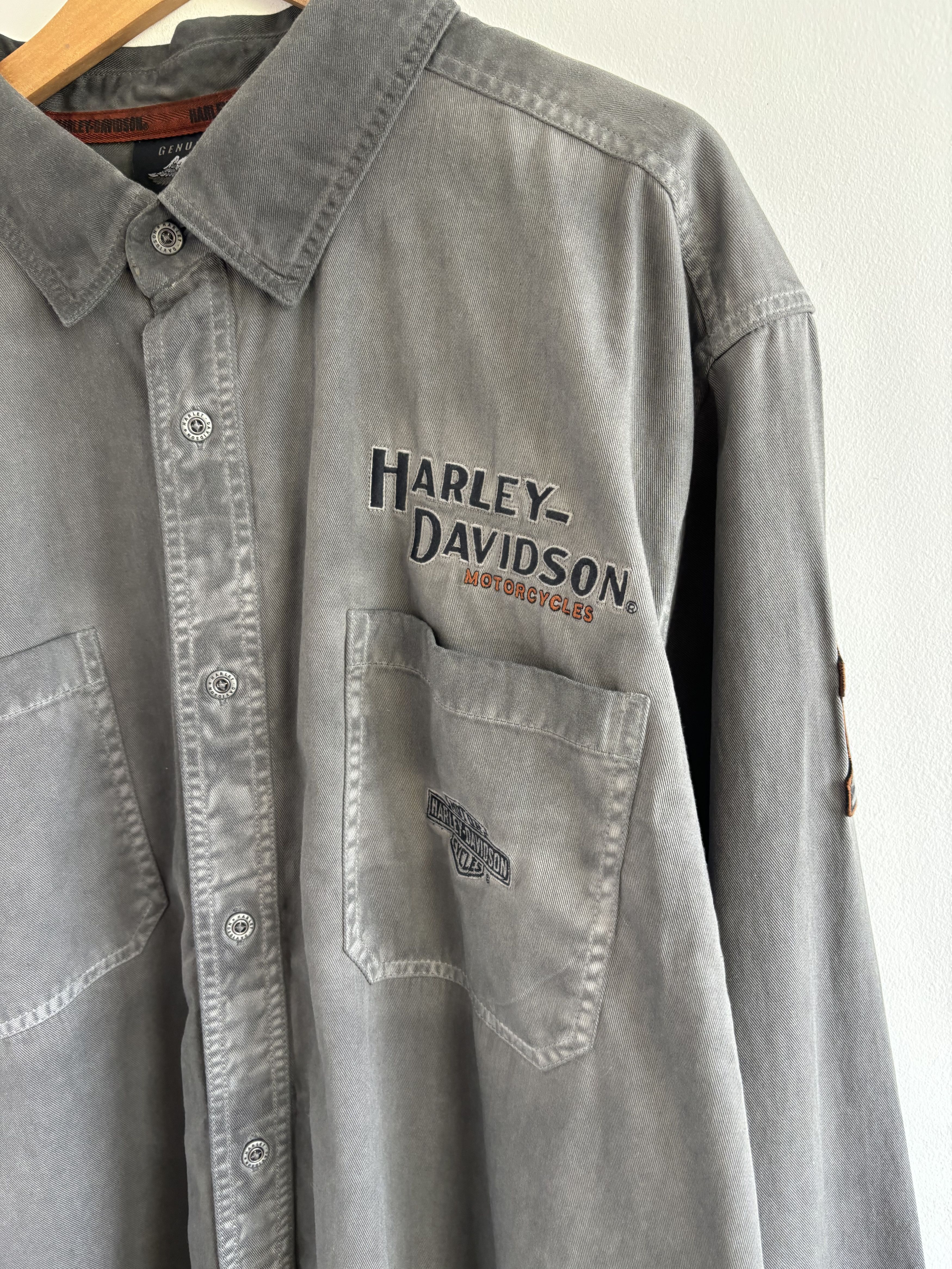 Harley Davidson Harley Davidson Washed Fade Oversized Heavy Shirt Size US XXL / EU 58 / 5 - 6 Thumbnail