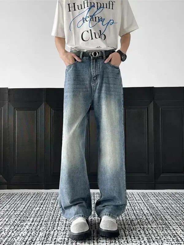 Japanese Brand Retro loose washed straight leg jeans Size US 32 / EU 48 - 2 Thumbnail