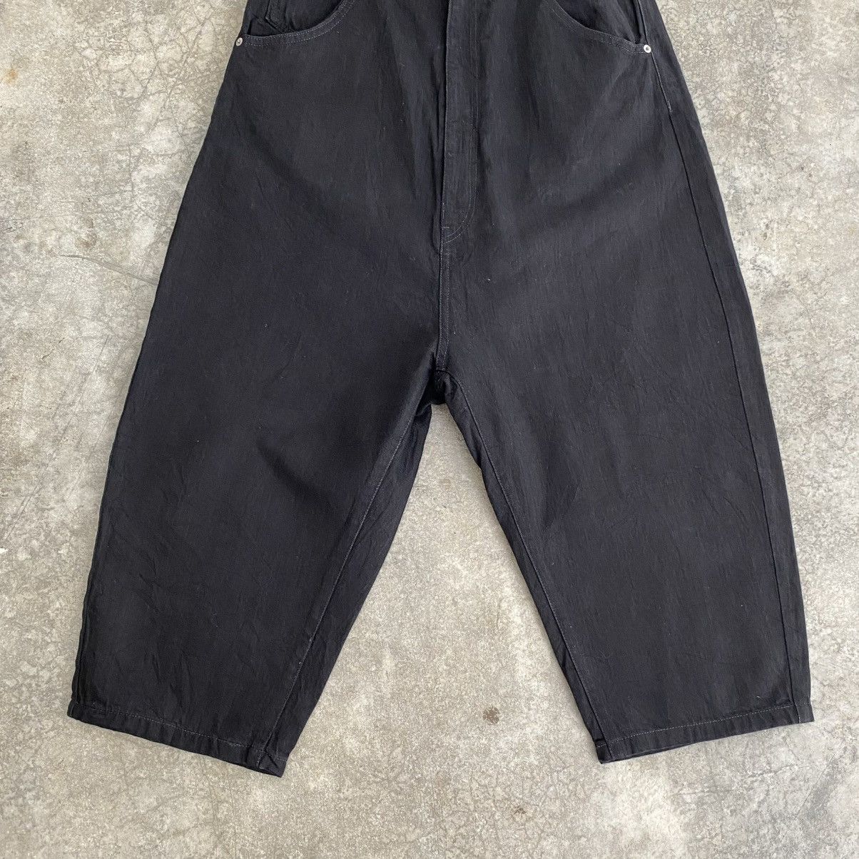 KIDILL KIDILL KL132 Black Drop Crotch Wide Cropped Denim Jeans Size US 30 / EU 46 - 5 Thumbnail