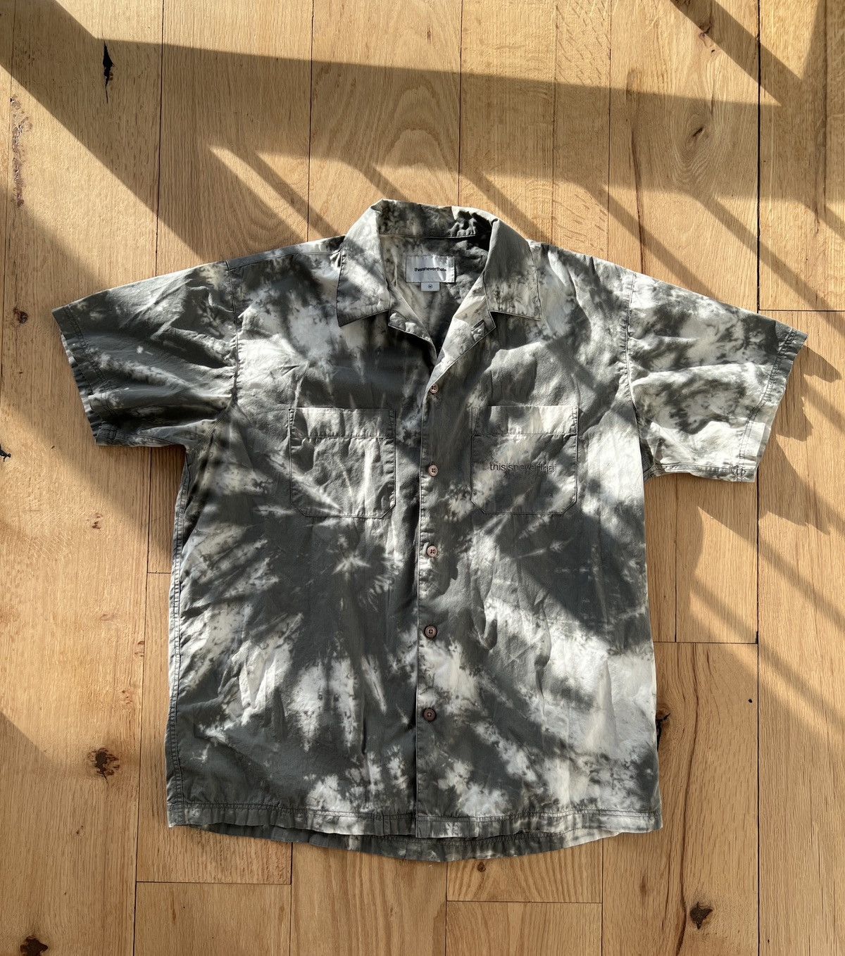 Button Down Short Sleeve in Green/Grey/Tan