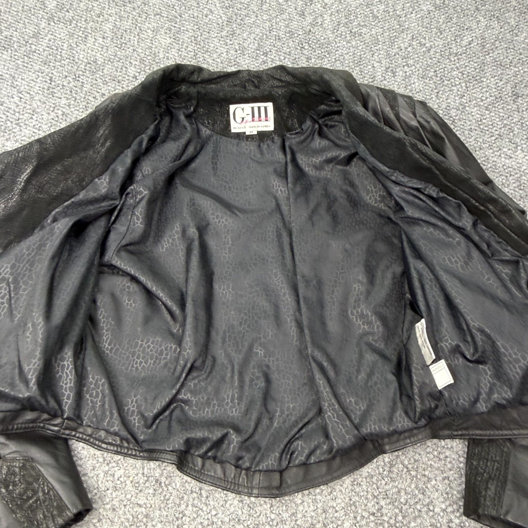 G-III VINTAGE G-III Black Leather Jacket Womens Medium Cropped Snap 80s Size M / US 6-8 / IT 42-44 - 7 Thumbnail