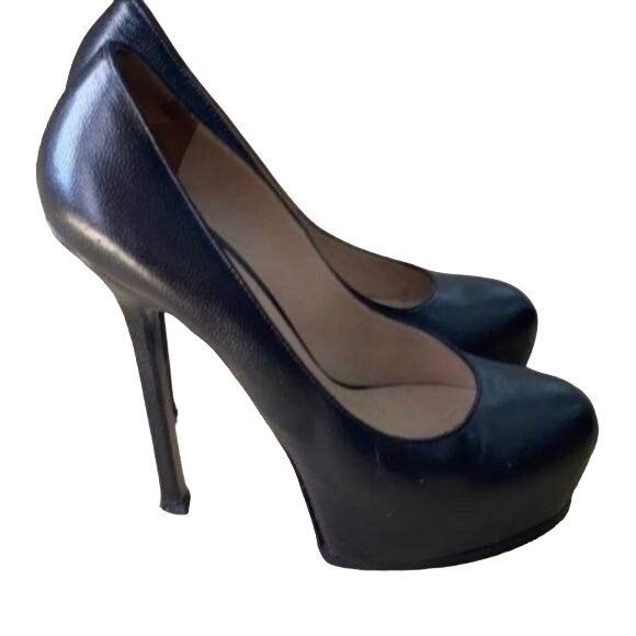 YVES Saint Laurent 120Mm Tribute Leather Pumps Shoes in Black, Women's (Size 7.5)