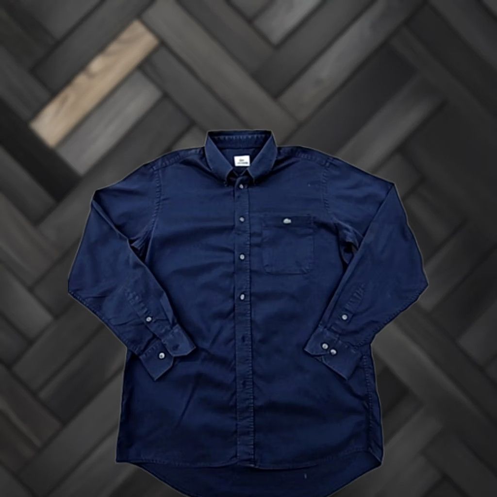 Lacoste Lacoste Navy Blue Slim Fit Long Sleeve Cotton Button Down M Shirt Mens Size US M / EU 48-50 / 2 - 1 Thumbnail