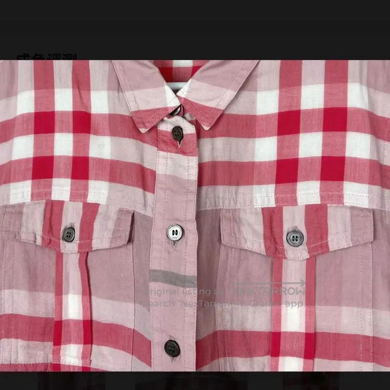 Burberry Burberry Pink Check Cotton Shirt for Women. Size M / US 6-8 / IT 42-44 - 2 Thumbnail