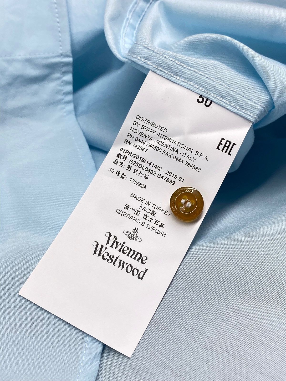 Vivienne Westwood 🔥 VIVIENNE WESTWOOD SKY BLUE ORB SHIRT CLASSIC TURKEY MADE Size US M / EU 48-50 / 2 - 14 Thumbnail