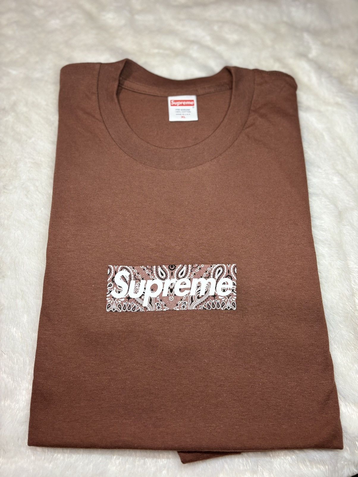 Image of Supreme Bandana Box Logo Tee in Brown, Men's (Size XL)