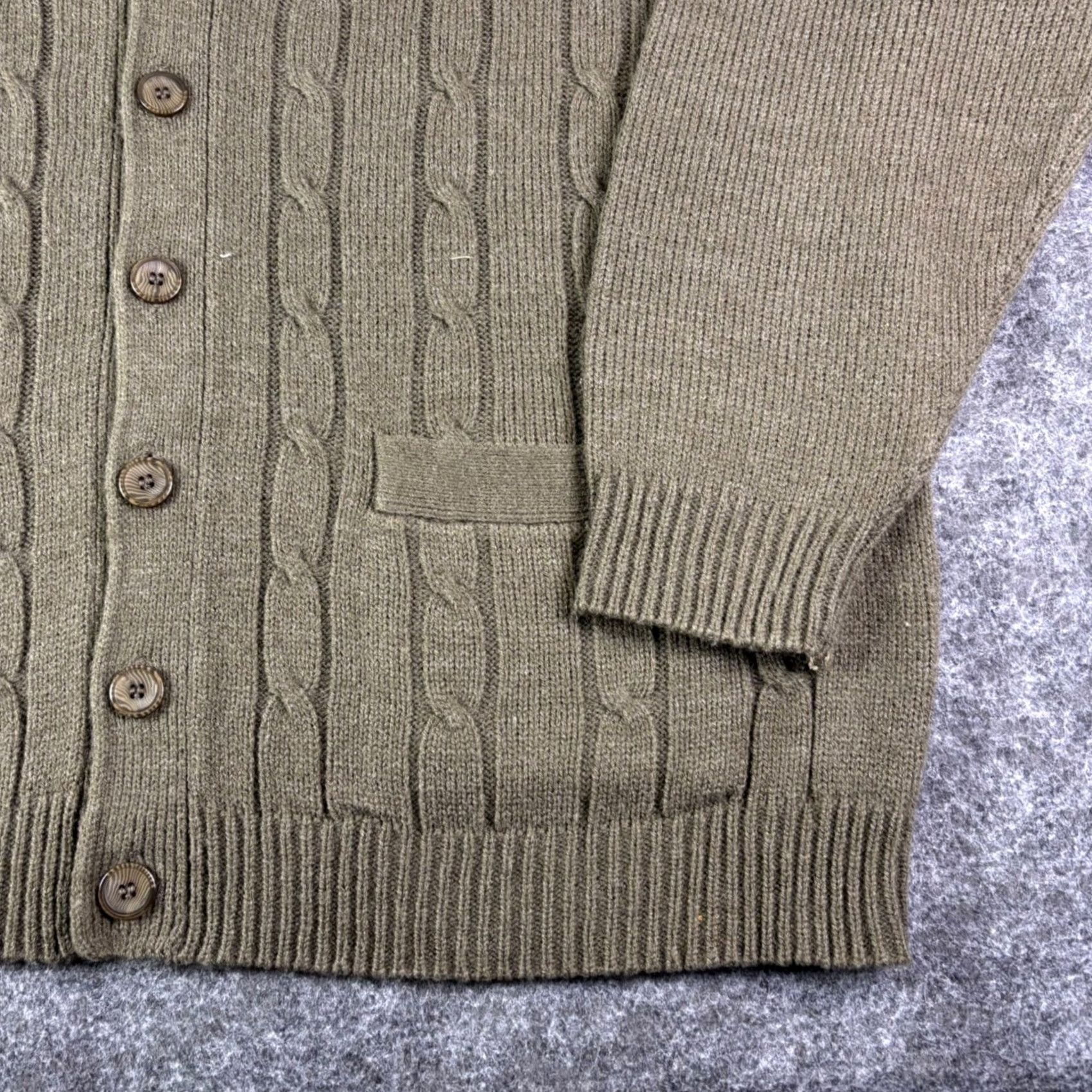 Vintage D²Avila Cardigan Men's Cable-Knit V-Neck Button Sweater XL Brown Vintage 90s Knit Solid Pocket Casual Size US XL / EU 56 / 4 - 6 Thumbnail