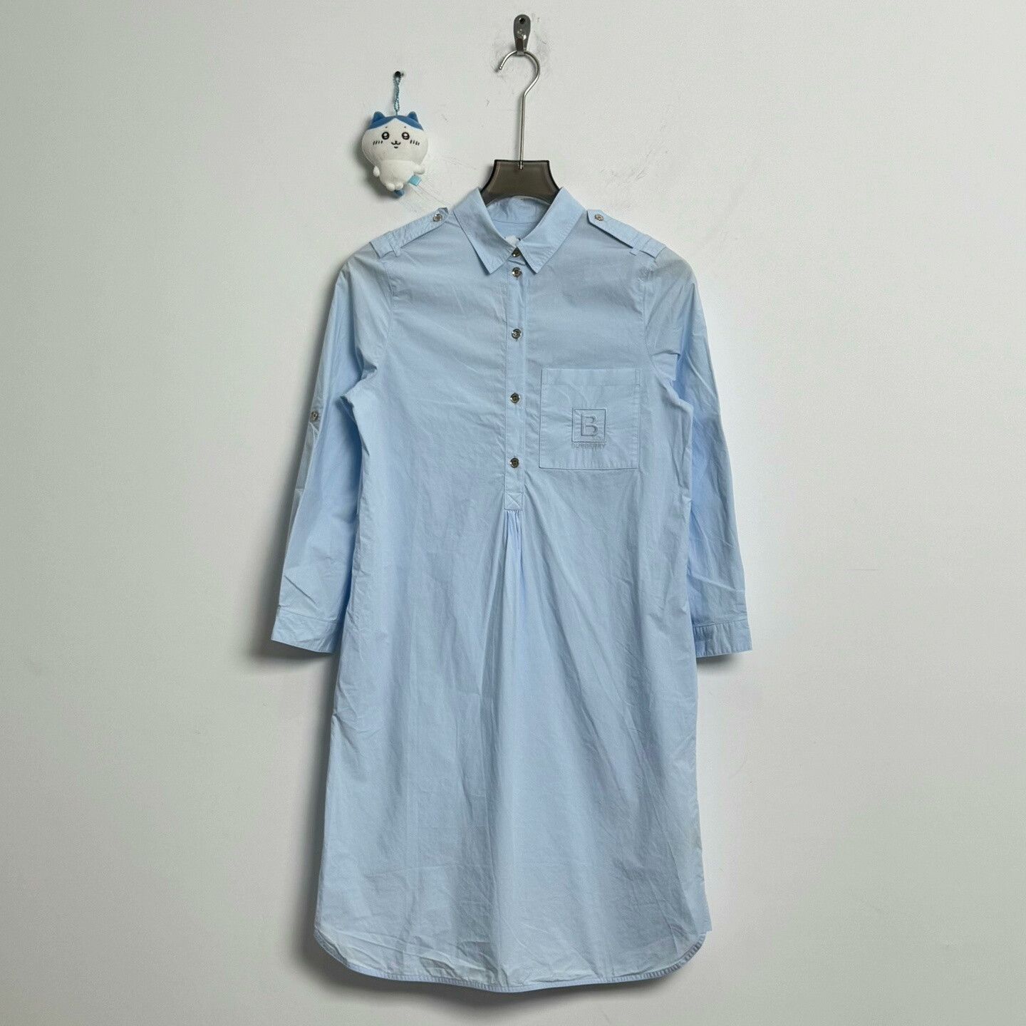 Burberry Blue Embroidered Logo Dress UK6