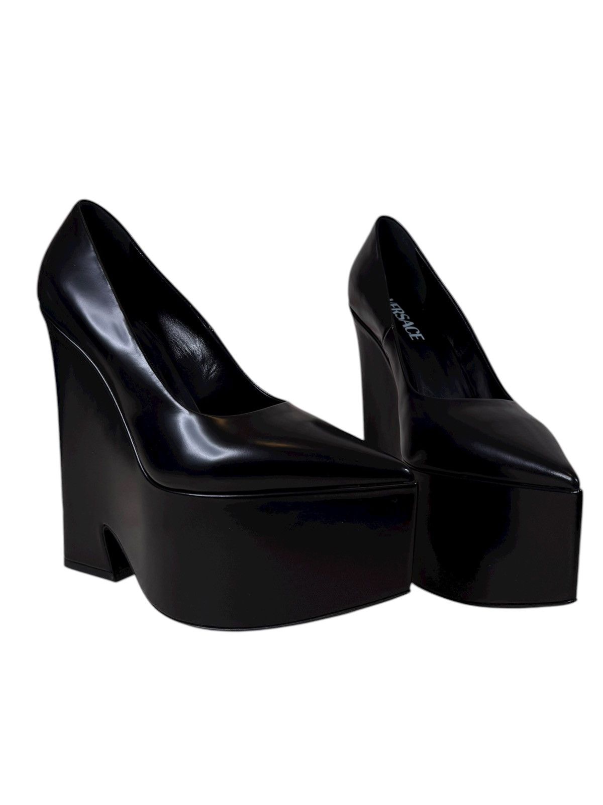 Versace Versace Black Patent Leather Platform Heels Size US 10 / IT 40 - 3 Thumbnail