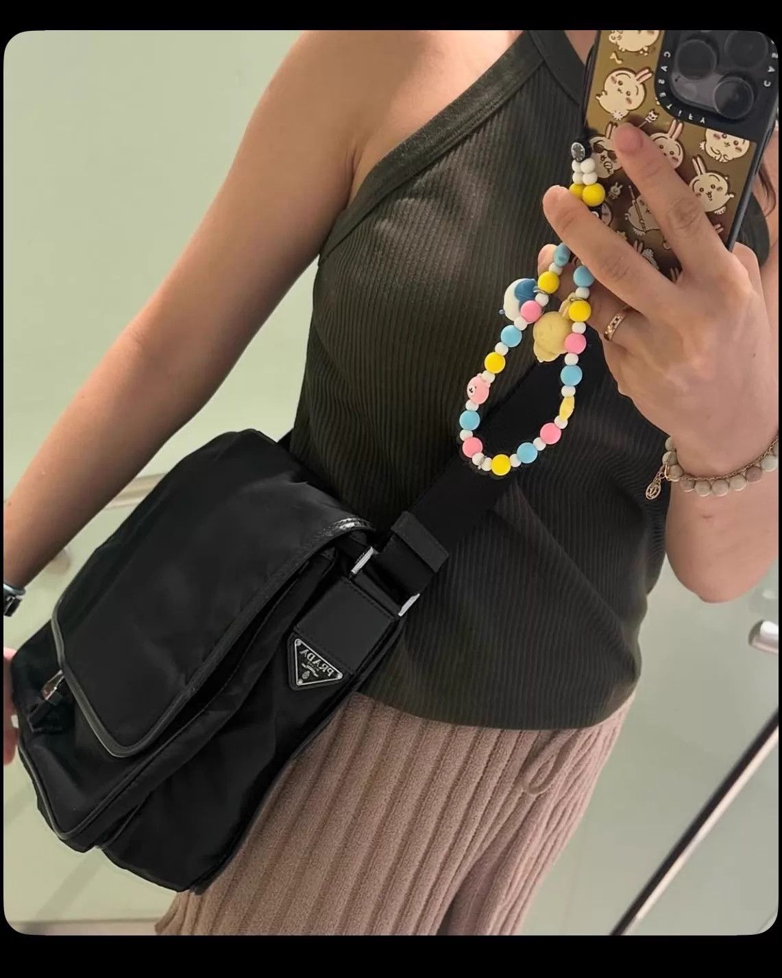Prada Prada Easy Silver Logo Crossbody Black Nylon Reversible Size ONE SIZE - 7 Thumbnail