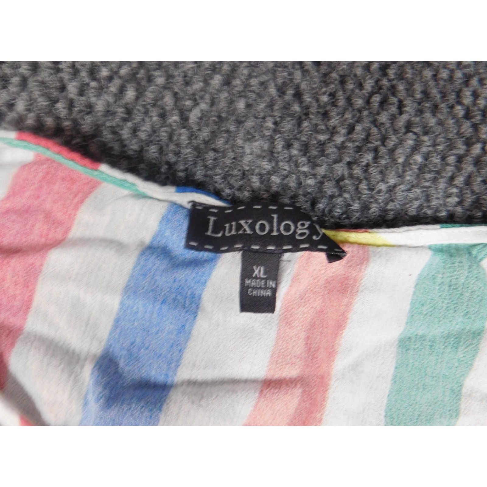 Vintage Luxology Womens Blouse XL Striped Pullover Crew Neck Short Sleeve Blue Casual Regular Polyester Rayon Button Size XL / US 12-14 / IT 48-50 - 6 Thumbnail