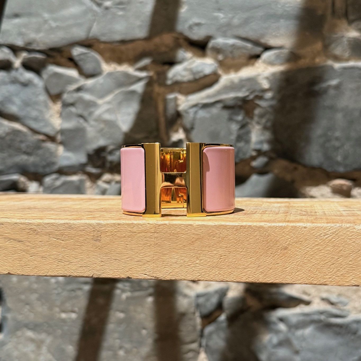 Hermes Hermès Pink Enamel Extra Wide Clic Clac Gold Plated Bracelet Size ONE SIZE - 2 Thumbnail