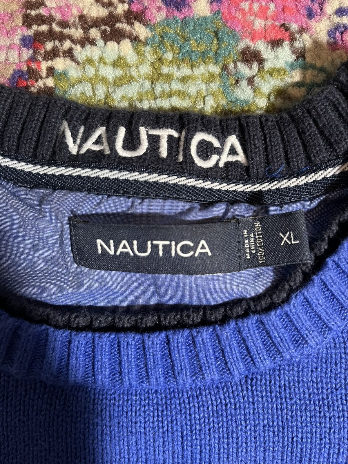 Nautica × Vintage Nautica Blue Black Striped Sweater XL Size US XL / EU 56 / 4 - 5 Thumbnail