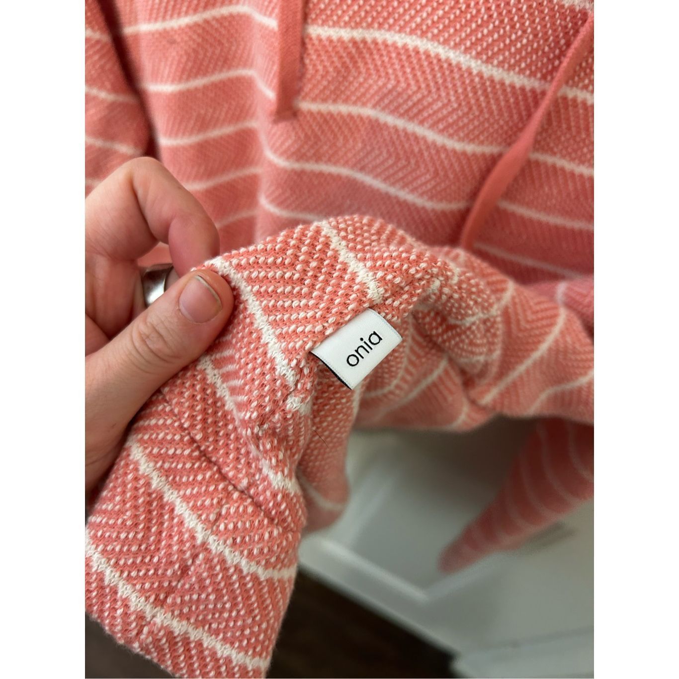 Onia Onia Micah Striped Herringbone Loopback Cotton-Blend Hoodie, Size US L / EU 52-54 / 3 - 4 Thumbnail