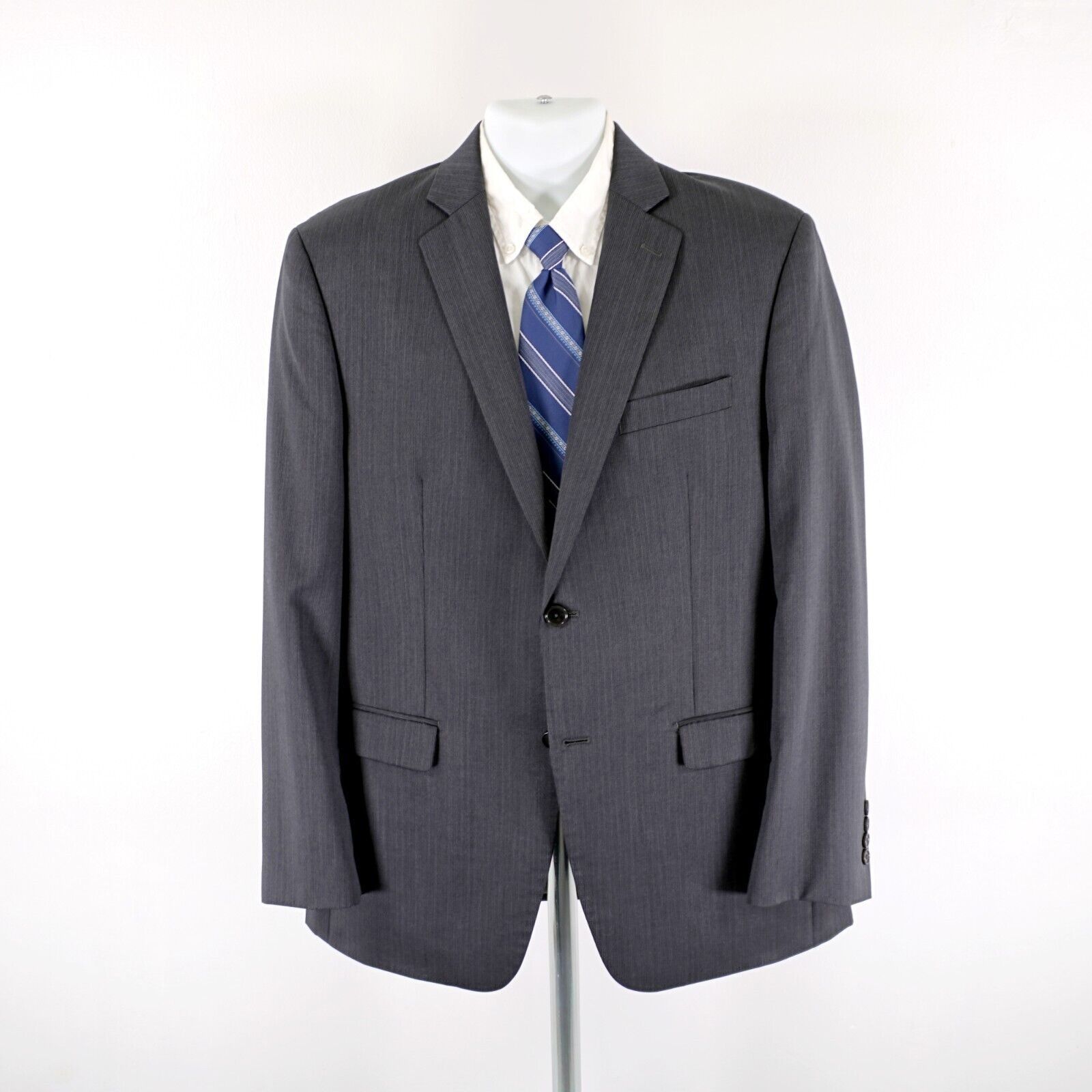 DKNY Dkny 2 Wool Gray Striped 2 Button Piece Suit 40R Or Slim 42R Size 40R - 8 Thumbnail
