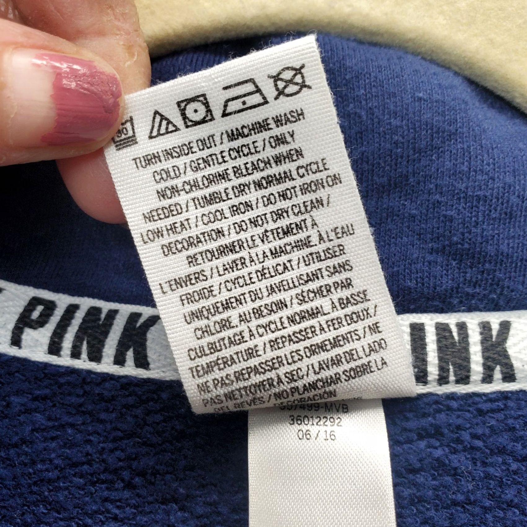 Victoria's Secret PINK Victoria's Secret Sweatshirt Womens L Blue Long Sleeve 1/4 Zip Sweatshirt Size L / US 10 / IT 46 - 7 Thumbnail