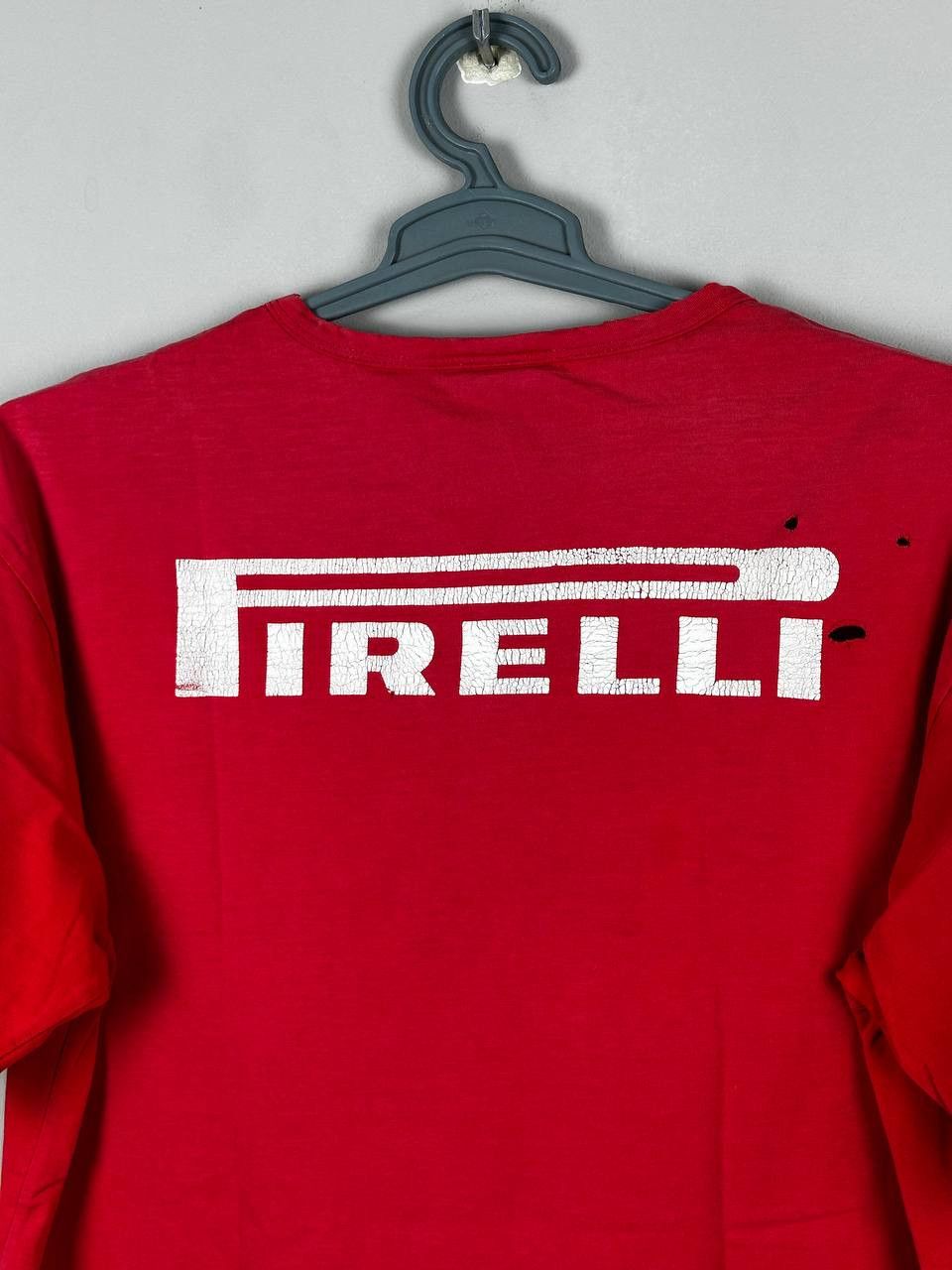 Vintage Vintage Pirelli Ferarri Distressed Red Racing T Shirt Size US XL / EU 56 / 4 - 11 Thumbnail