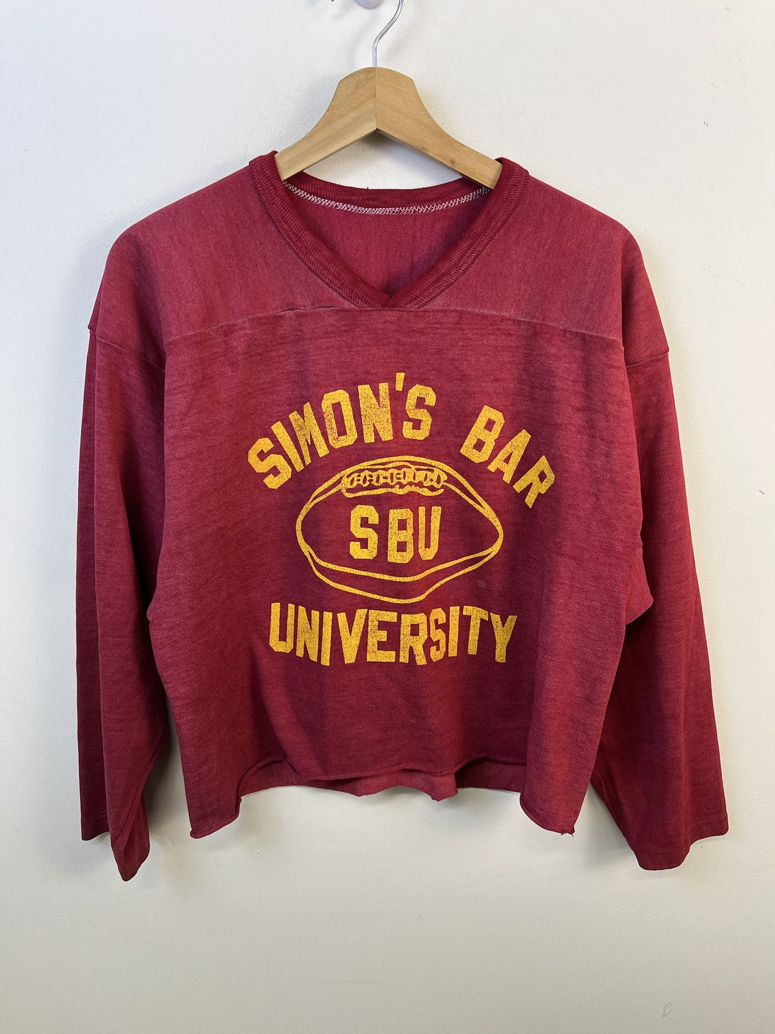 Other Vintage Simon's Bar 1970s Cropped Longsleeve Jersey Tee Size M Size US M / EU 48-50 / 2 - 1 Thumbnail
