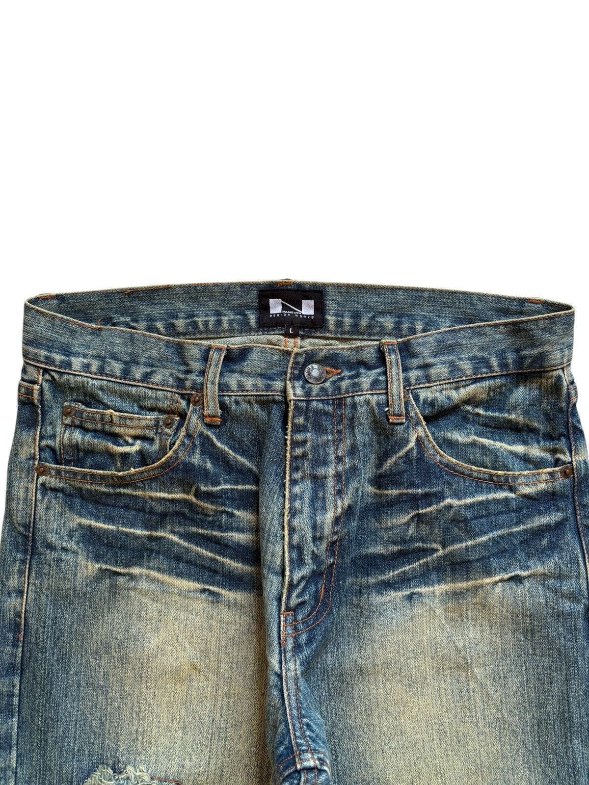 Japanese Brand Vintage Japanese Brand Faded Mud Wash Distress Patch Jeans Size US 32 / EU 48 - 4 Thumbnail