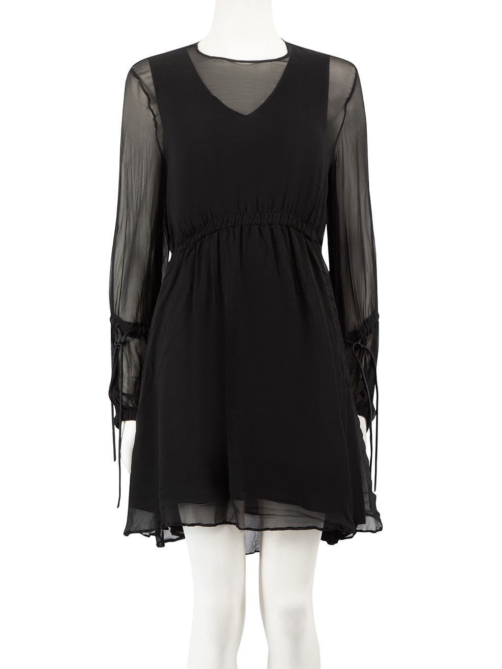 image of Sportmax Black Sheer Layered Long Sleeve Dress, Women's (Size Medium)