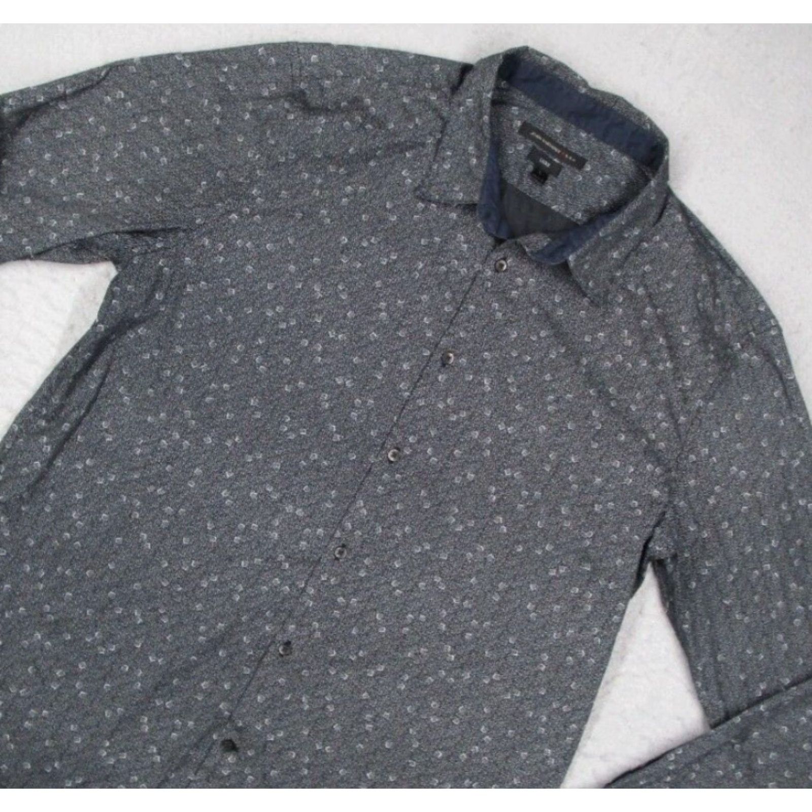 John Varvatos John Varvatos Star USA Shirt Mens Large Gray LUXE Button Up Lightweight Retro Long Sleeve Geometric Cotton Blend Size US L / EU 52-54 / 3 - 2 Thumbnail