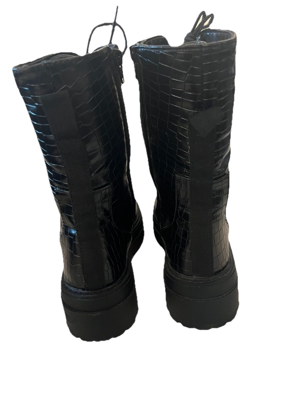 Designer NEW Boots Black Crocodile Vegan Size10 Zip/Lace Soooo Nice! Size US 10 / IT 40 - 6 Thumbnail