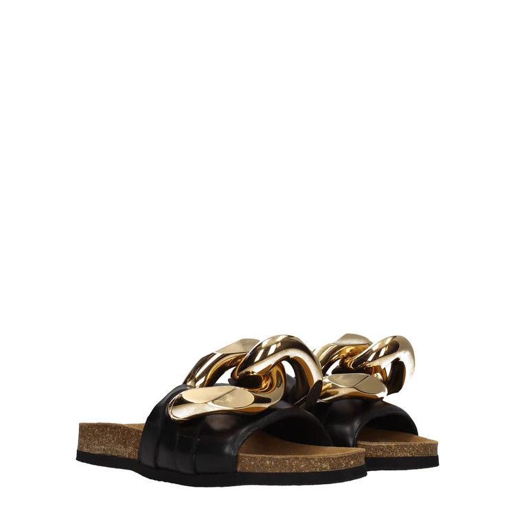 JW Anderson ob1o1e1124 Leather Slippers in Black Size US 5 / IT 35 - 2 Thumbnail