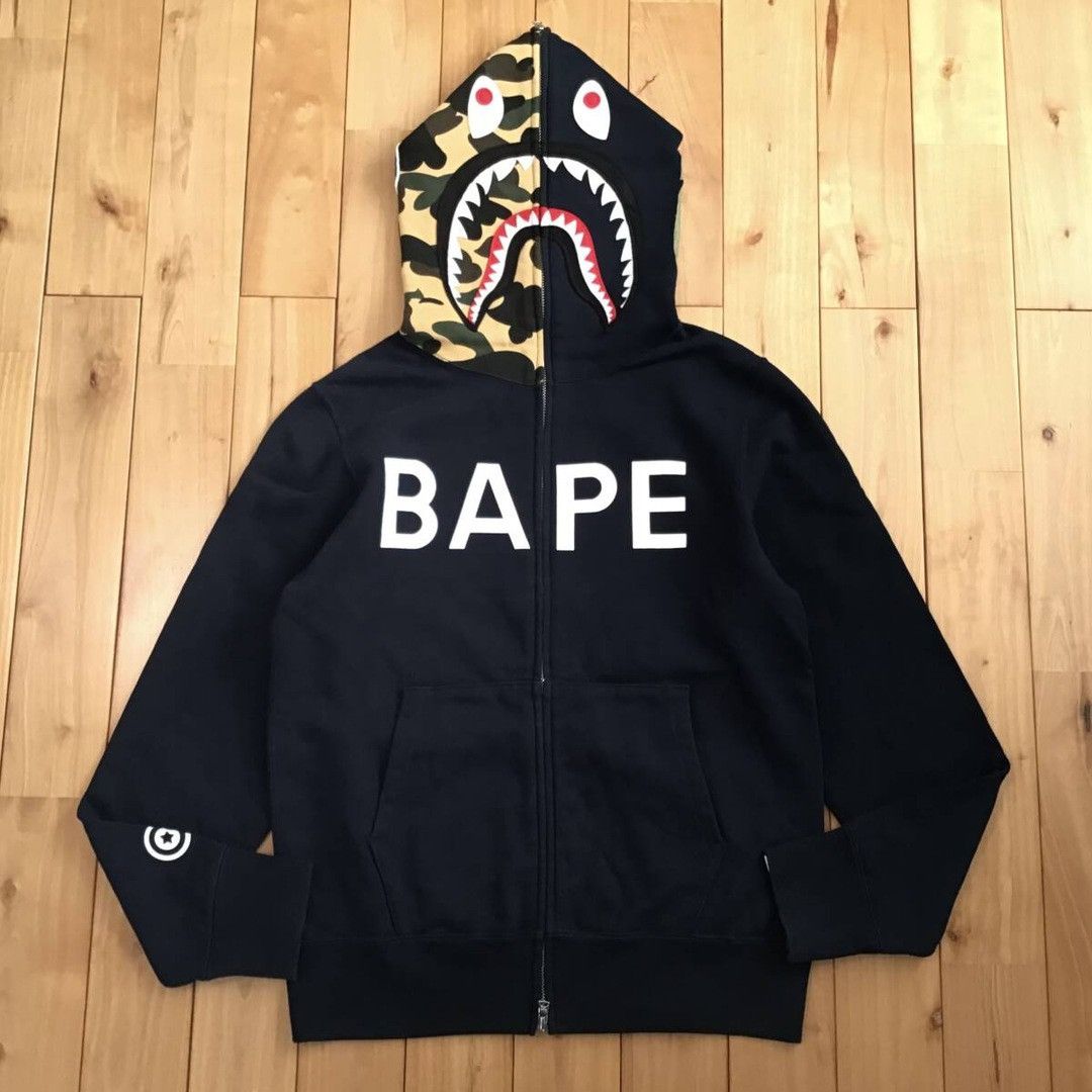 Bape BAPE logo shark full zip hoodie navy x 1st camo yellow APE Size US M / EU 48-50 / 2 - 1 Thumbnail