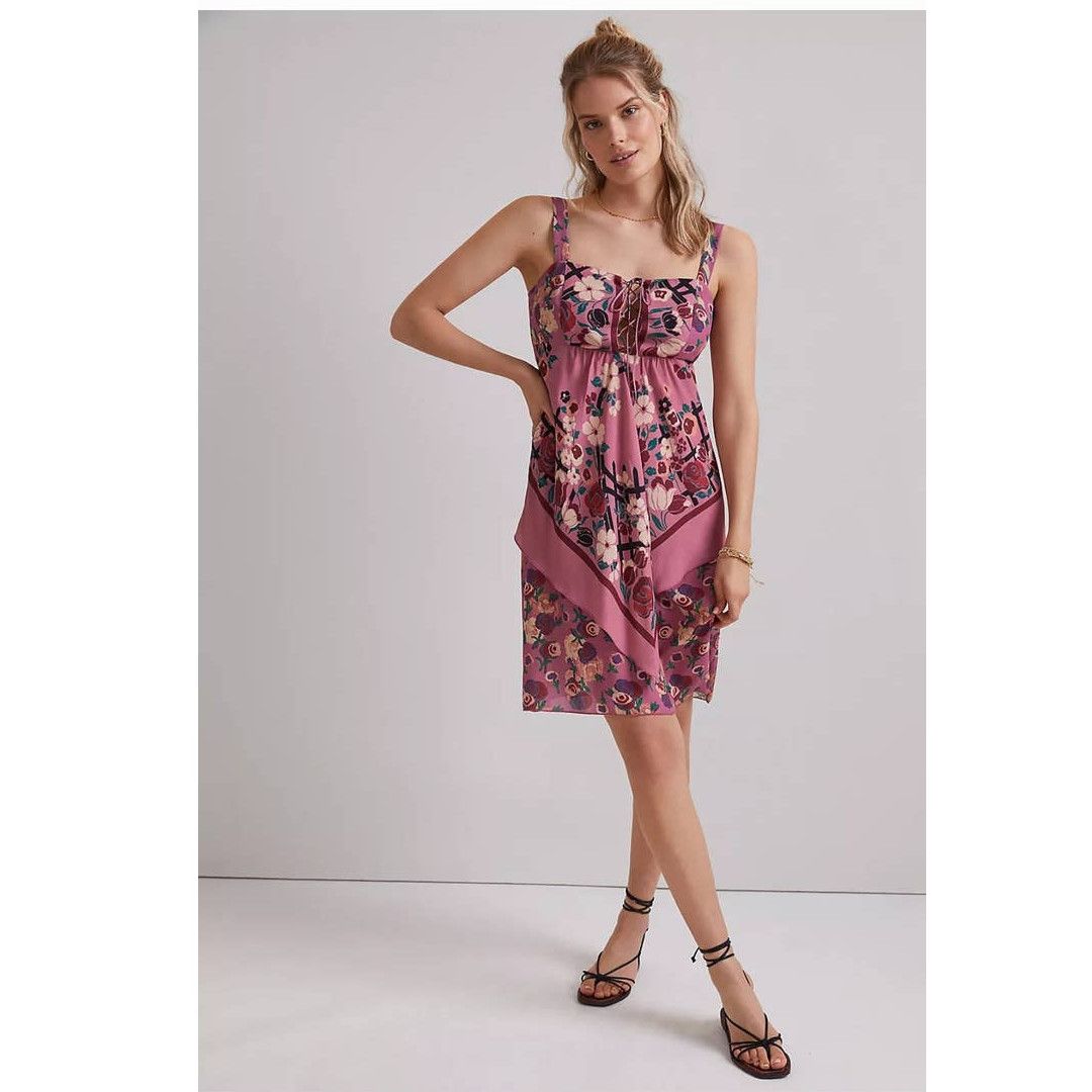 Image of New Anthropologie Anna Sui Rosette Mini Dress $519 Size 2 in Purple, Women's