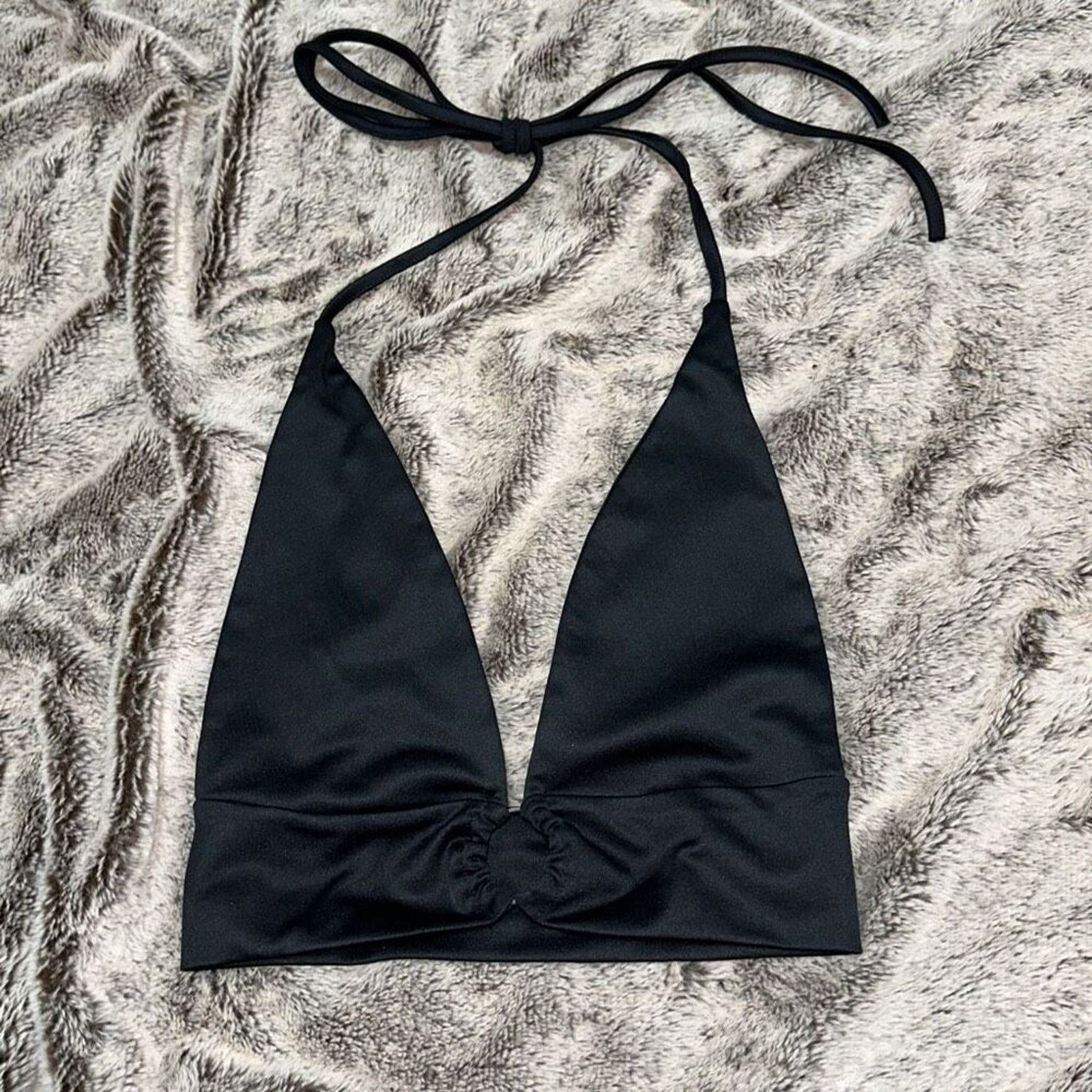 Other Black Halter Crop Top with Silver Ring Detail | Sz S Size S / US 4 / IT 40 - 2 Thumbnail