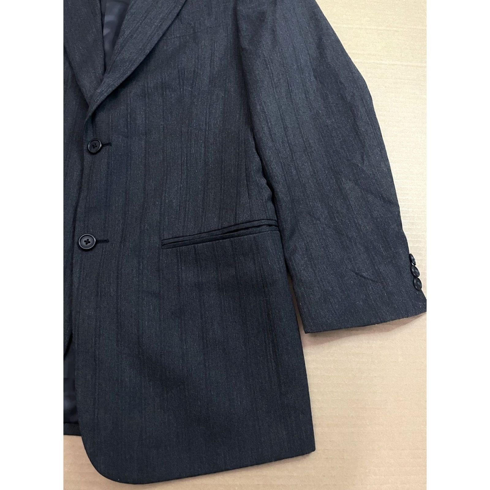Perry Ellis VINTAGE Perry Ellis Suit Jacket Mens 38 Gray Stripe 2 Button Sport Coat Regular Fit Shirt? Size 38R - 2 Thumbnail