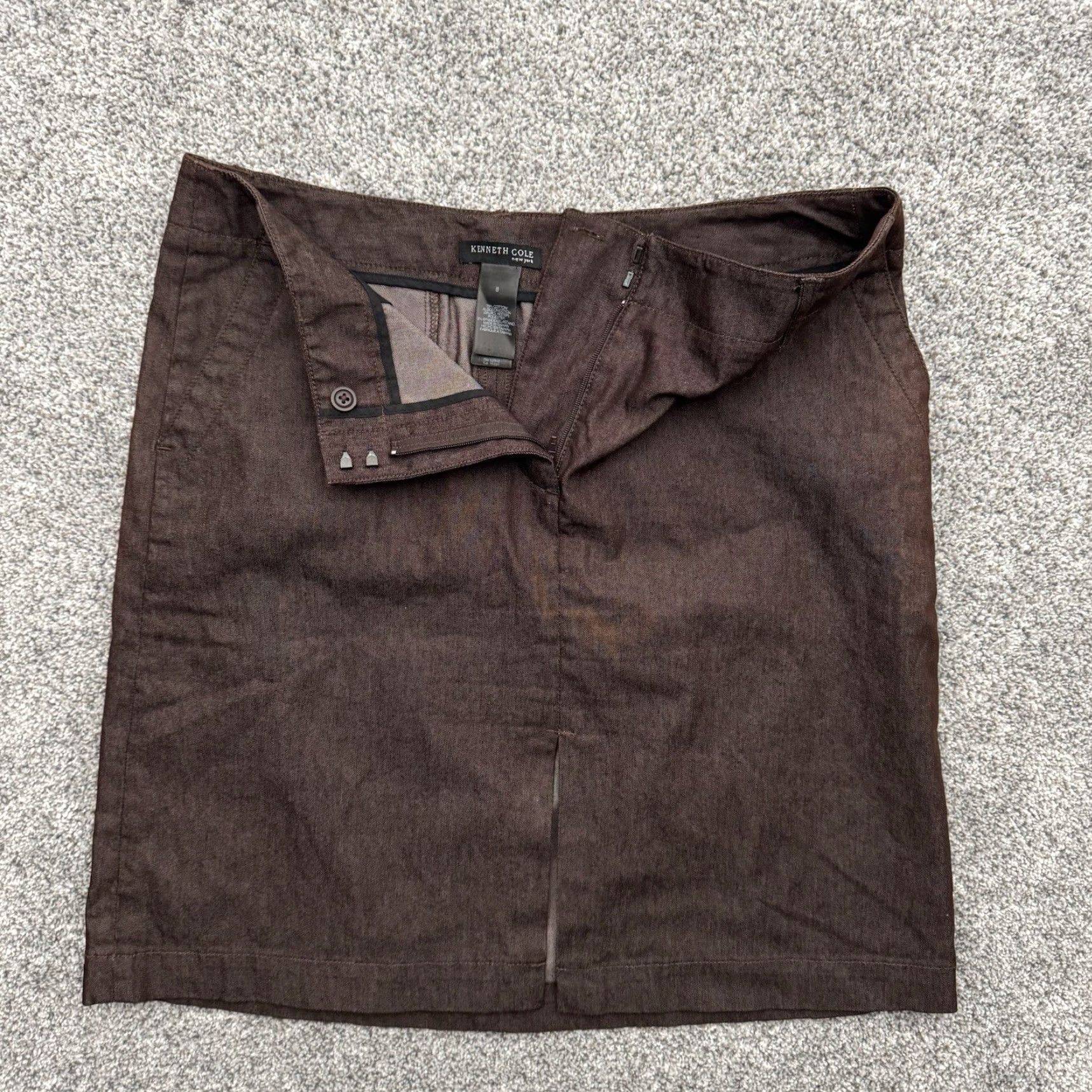 Kenneth Cole VINTAGE Kenneth Cole Skirt 8 Women Short Brown 90s Y2K Office Chic Minimalist Business Casual Womens Size 30" / US 8 / IT 44 - 7 Thumbnail