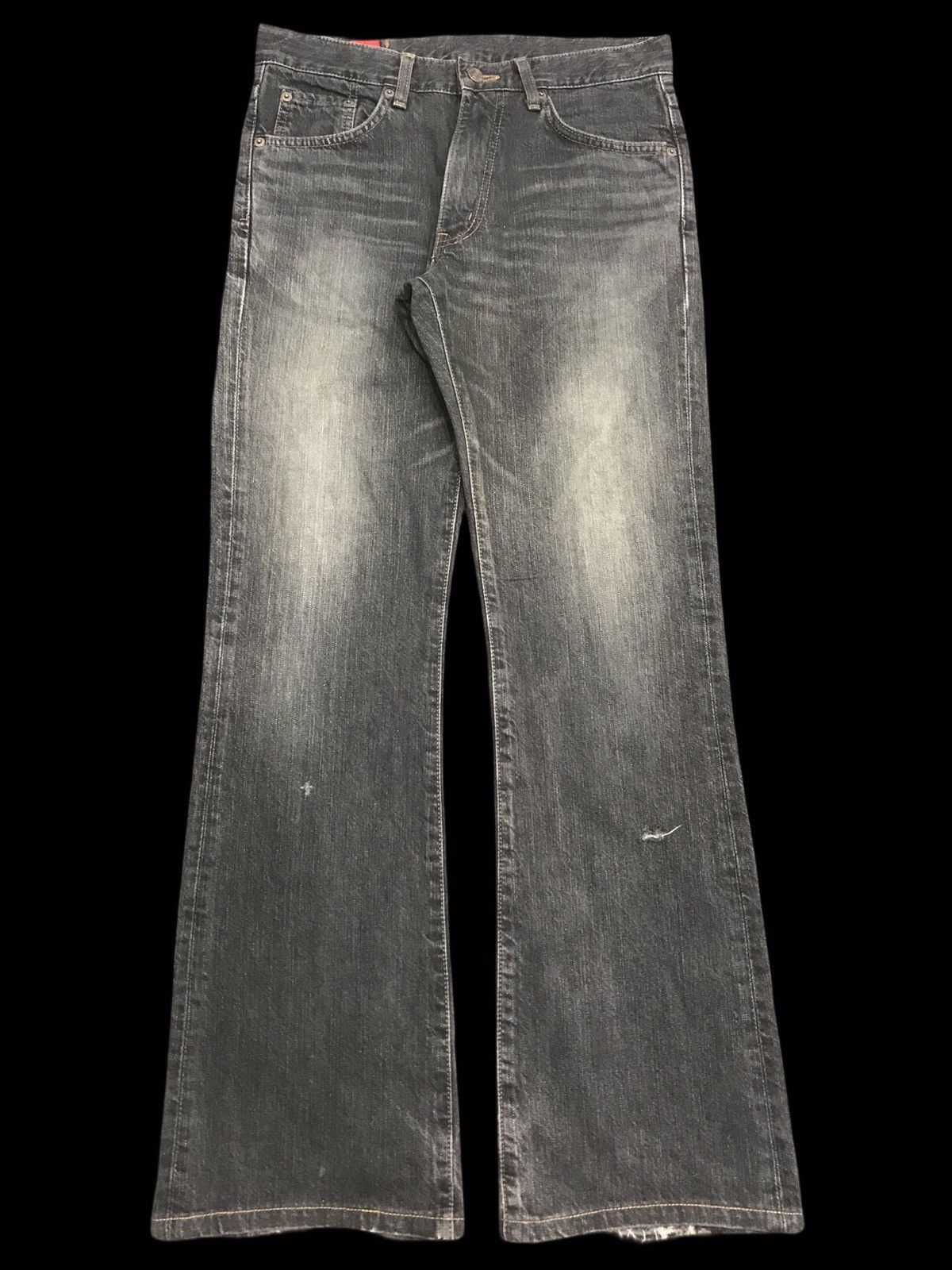 Edwin 💥BOOTCUT💥ARCHIVAL EDWIN REBEL BLACK DISTRESSED DENIM F256 Size US 29 - 1 Thumbnail