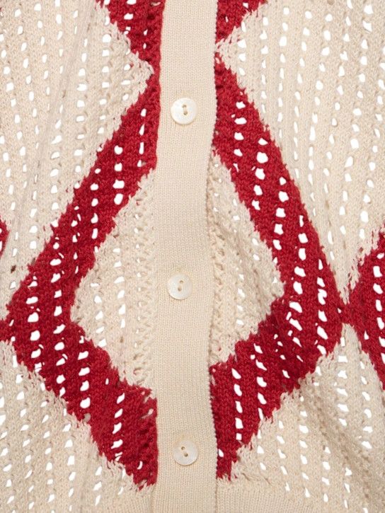 HARAGO o1lsvrm0425 Diamond Crochet Cotton S/S shirt in Beige Size US M / EU 48-50 / 2 - 5 Thumbnail