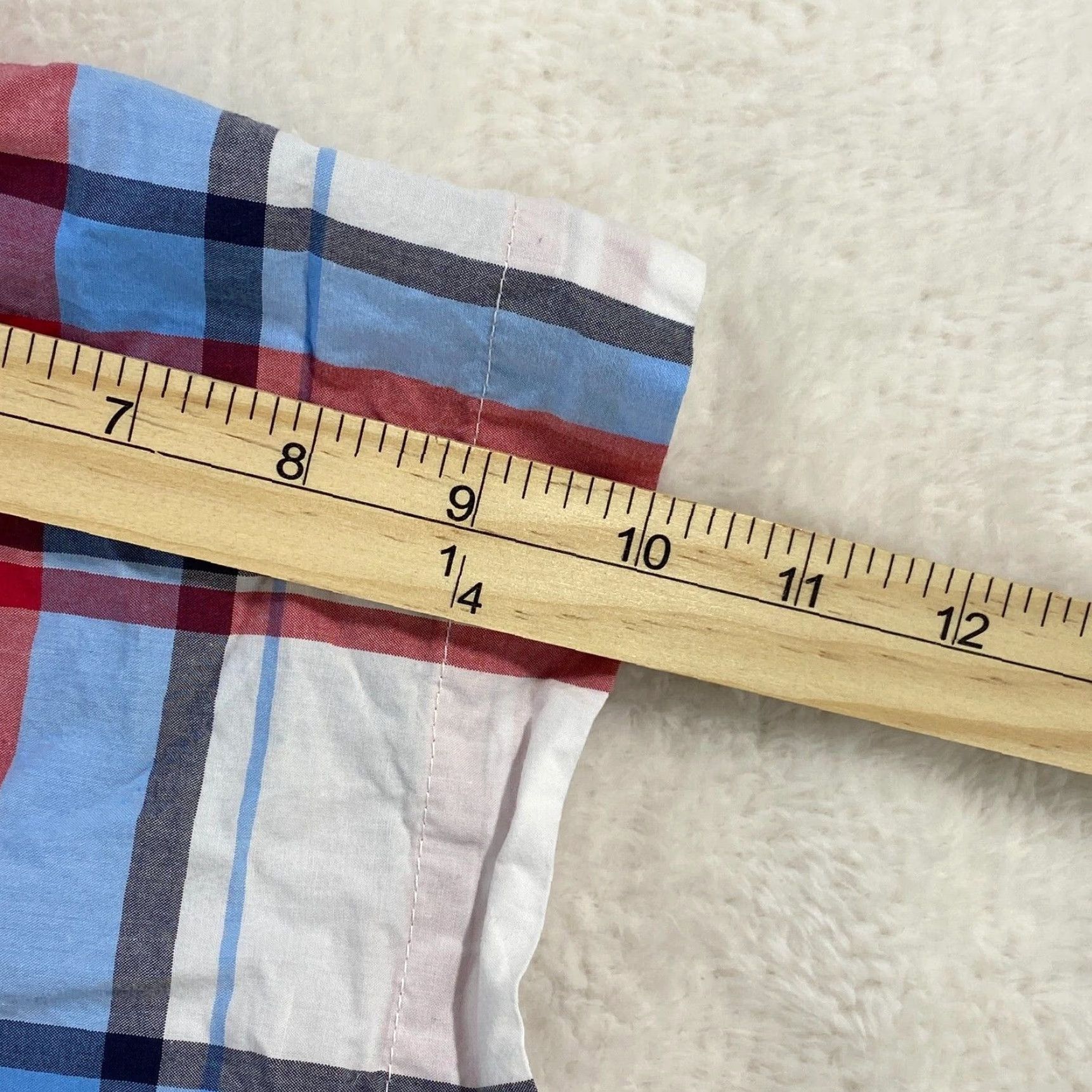 Tommy Hilfiger Tommy Hilfiger Mens Shirt XL Plaid Red Blue White Button Up Short Sleeve Size US XL / EU 56 / 4 - 5 Thumbnail