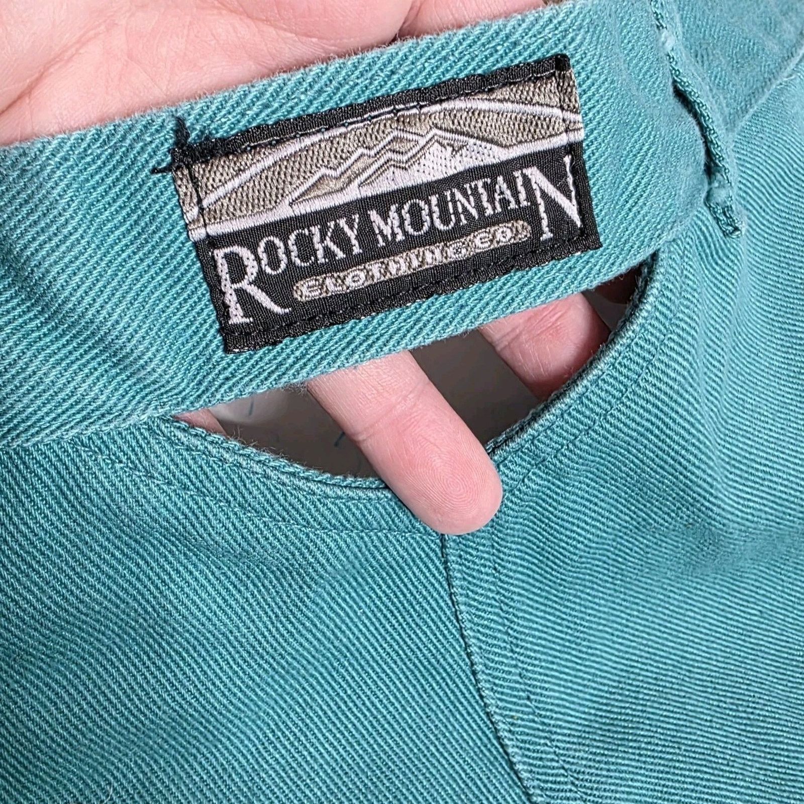 Vintage VTG 90s Teal High Rise Bareback Western Rockies w Cut Out Size 29" - 5 Thumbnail